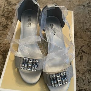 Michael Kors silver dress sandals, size 1 (EUR 32)
